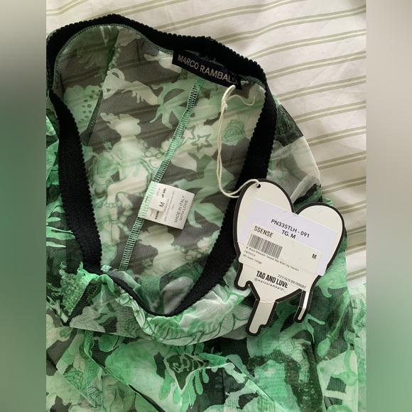 Marco Rambaldi Black & Green Second Skin Shirt in Green Collage top and pants - Picture 8 of 11